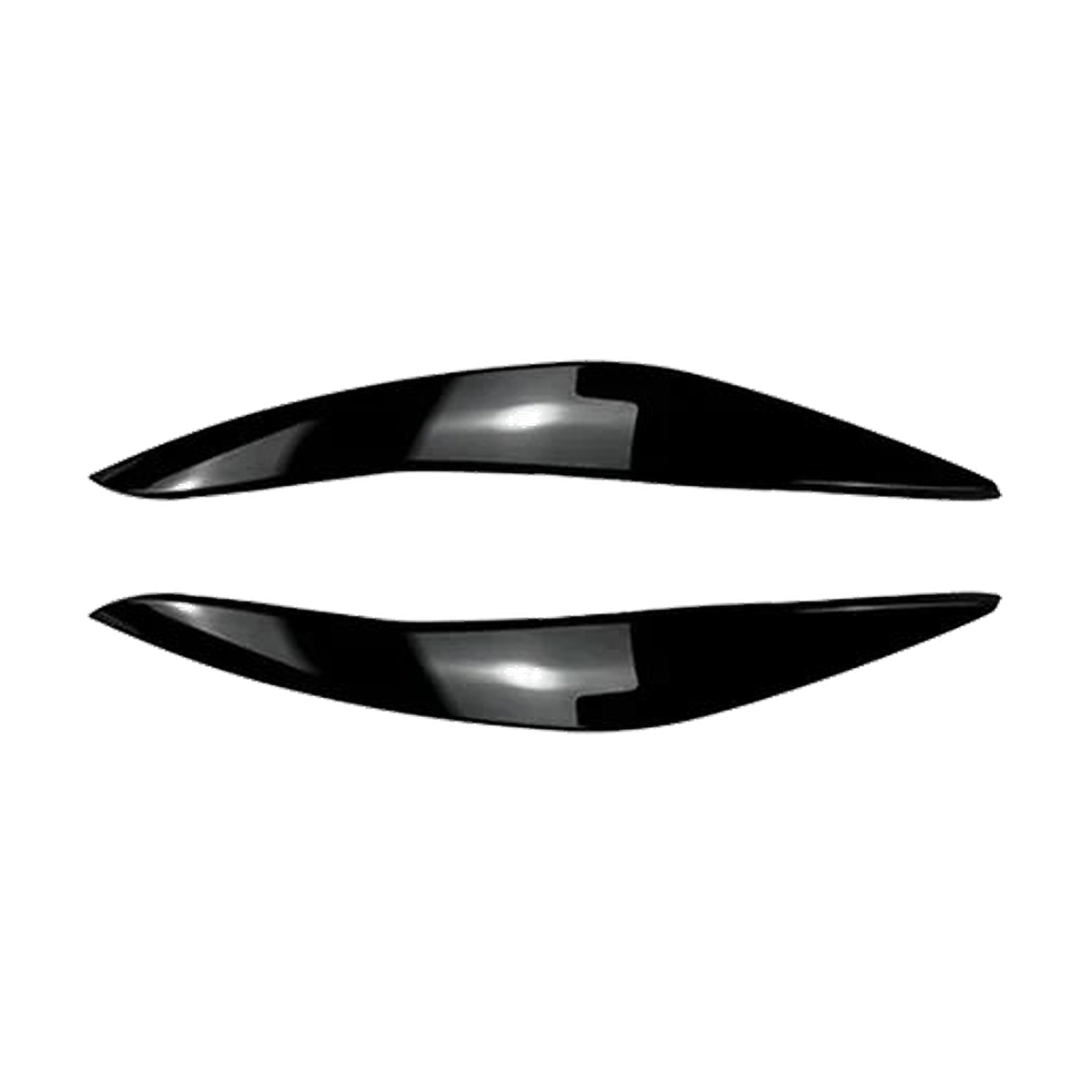 Gloss black headlight eyelid trim pair, full eyelid style, for BMW 5 Series F10 / F11 Pre-LCI