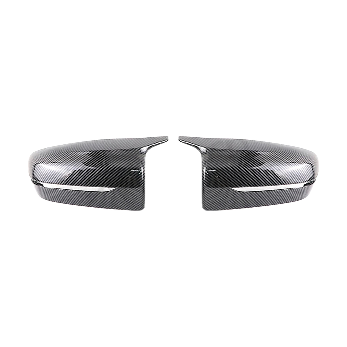 Carbon fiber look mirror caps pair for BMW G20 / G22 / G30 / G11 / G15, front view