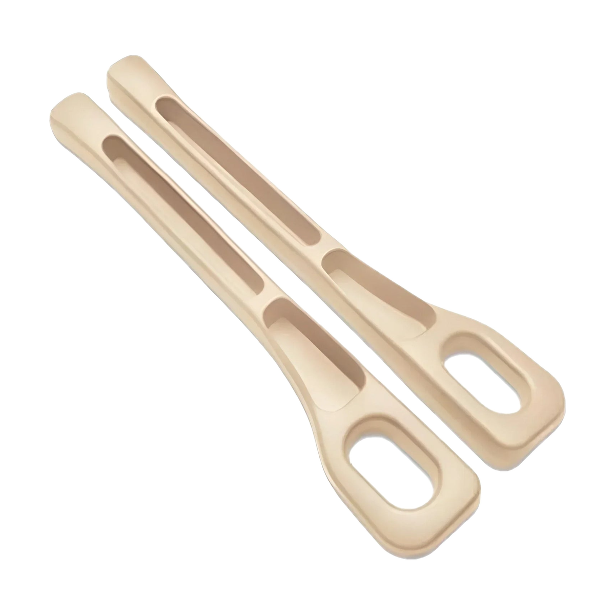 Beige seat gap filler pair for BMW E90, F30, G20, E60, F10, diagonal view