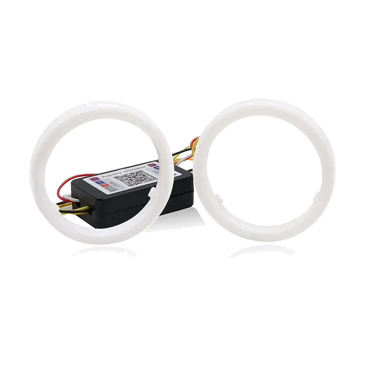 RGB cotton LED halo ring pair with wired LED control module, universal fit for BMW