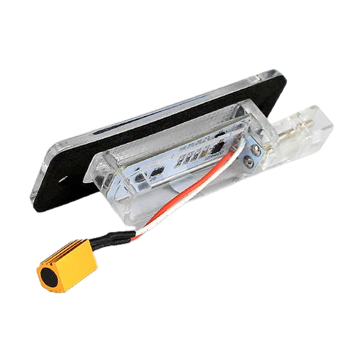 LED license plate light housing with wiring detail, for BMW E34, E32 (1986-1996)