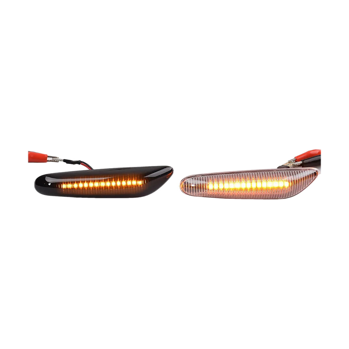 Sequential LED side markers illuminated amber, smoked and clear pair, for BMW E90, E60, E46, E82, E84, E83