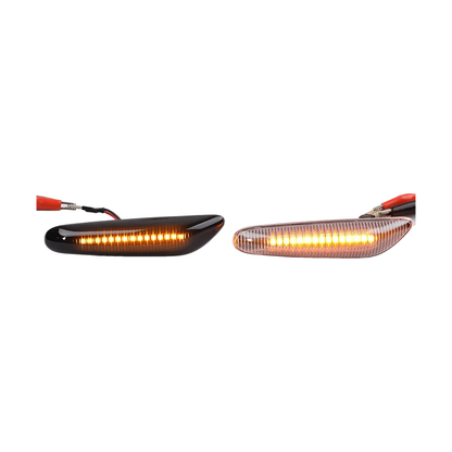 Sequential LED side markers illuminated amber, smoked and clear pair, for BMW E90, E60, E46, E82, E84, E83