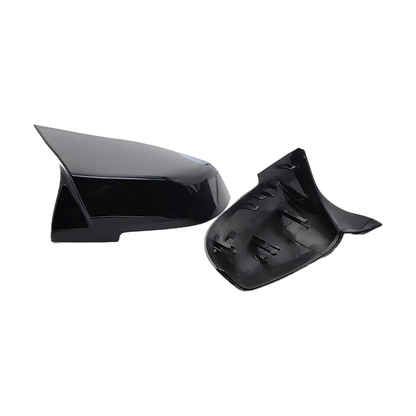 Gloss black mirror cover overlays, outer face and inner mounting clips, for BMW F20 / F30 / F32 / E84