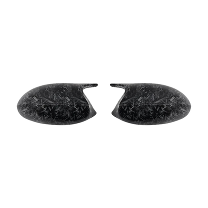 Forged carbon fiber M3-style mirror caps, textured finish pair, for BMW 1/3 Series E81, E87, E90, E91, E92, E93