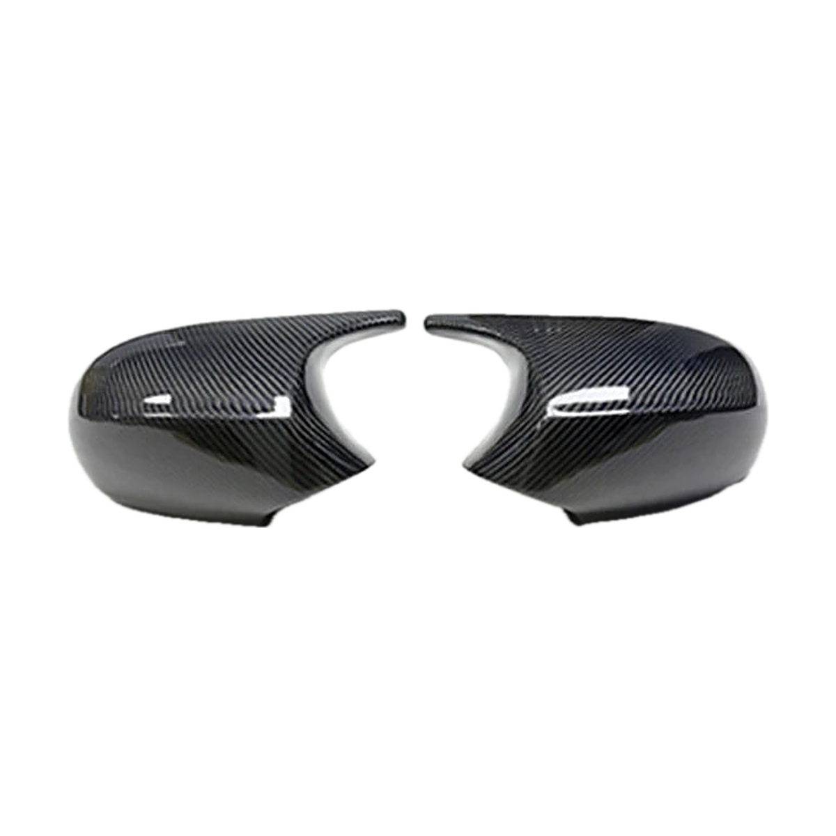 Carbon fiber weave M3-style mirror caps with turn signal cutout, pair, for BMW 1/3 Series E81, E87, E90, E91, E92, E93