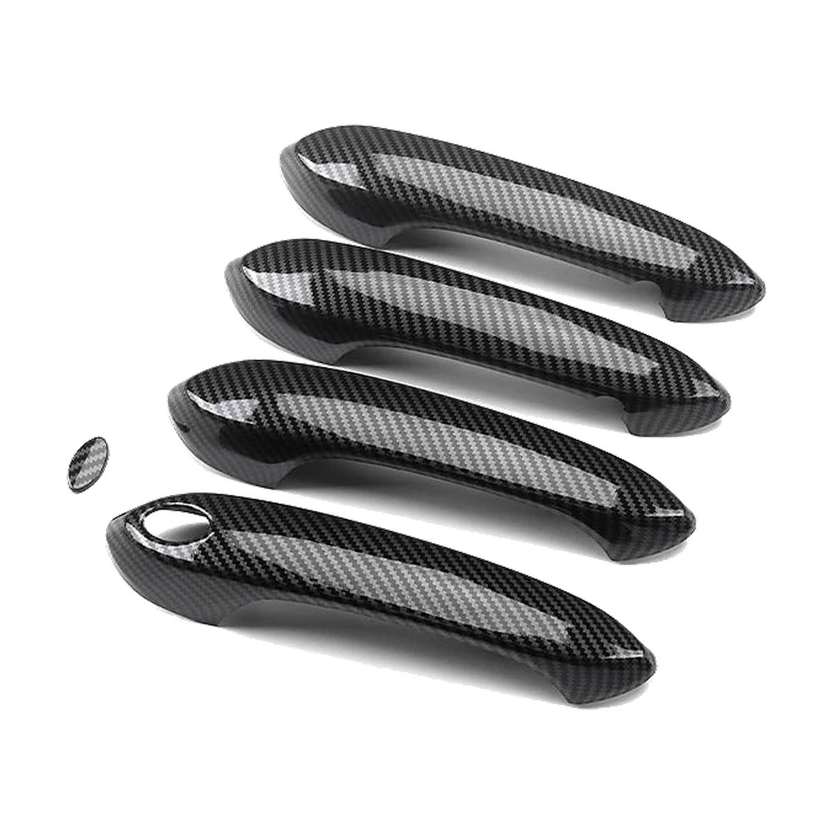 Carbon fiber BMW exterior door handle covers, set of 4 with keyhole insert, for BMW G20, G30, F48, G01, G05