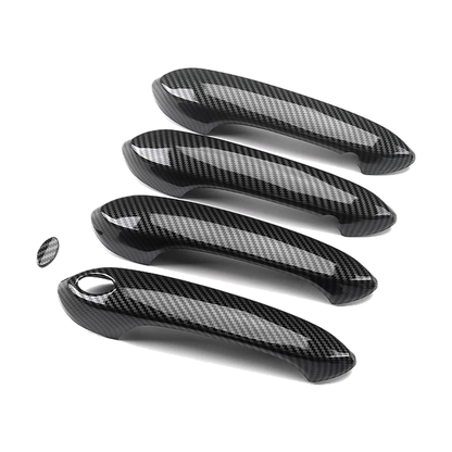 Carbon fiber BMW exterior door handle covers, set of 4 with keyhole insert, for BMW G20, G30, F48, G01, G05