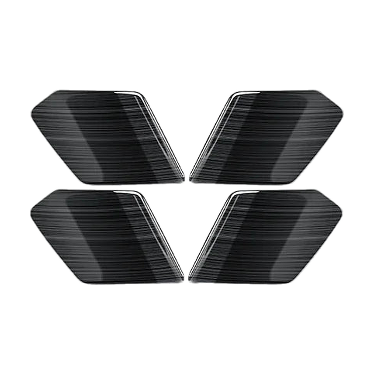 Black finish stainless inner door bowl covers, set of 4, angled view, for BMW X5 G05, X6 G06, X7 G07