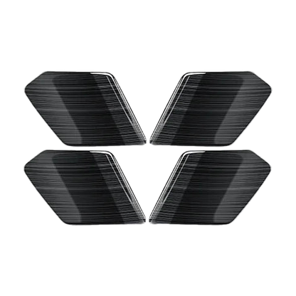 Black finish stainless inner door bowl covers, set of 4, angled view, for BMW X5 G05, X6 G06, X7 G07