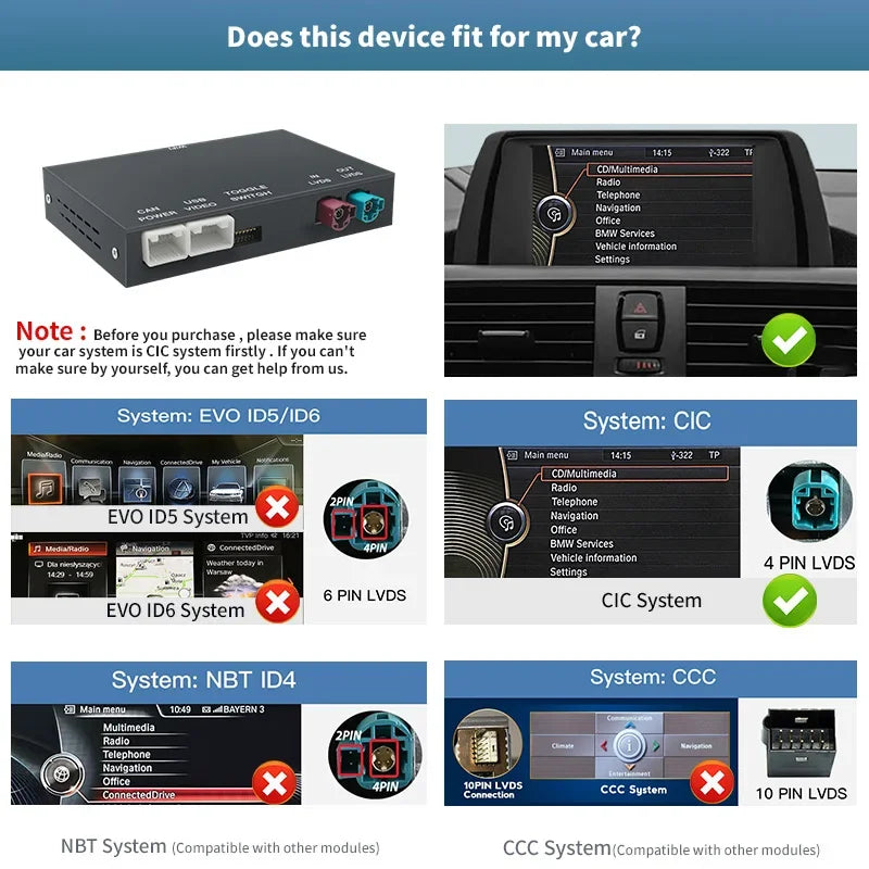 Wireless CarPlay Android For BMW NBT CIC System 1 2 3 4 5 Series X1 X3 X4 X5 F20 F21 F30 F31 F34 F10 F48 F25 F26 F15 F60 F10 E84