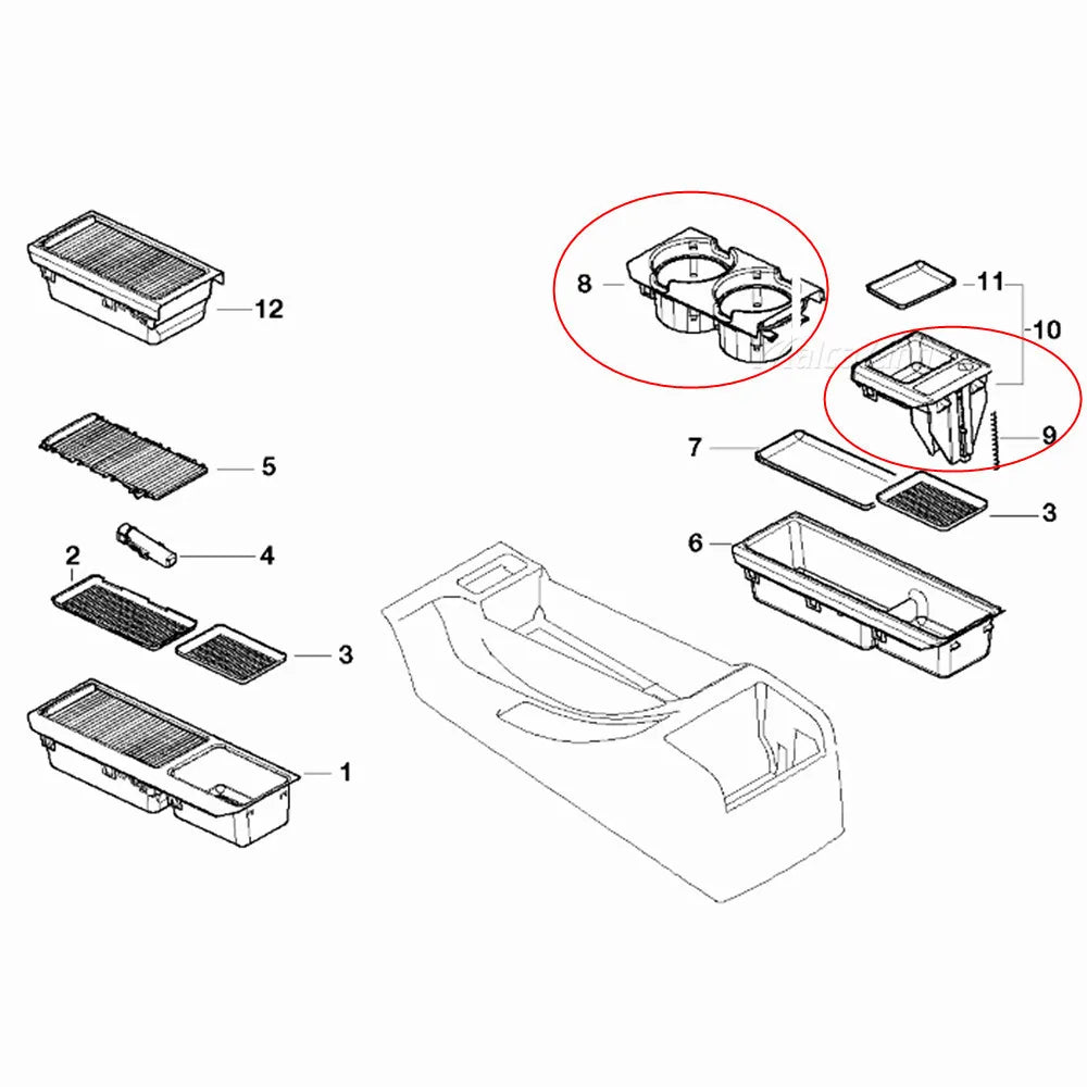 Car Center Console Water Cup Holder Beverage Bottle Holder Coin Tray For Bmw 3 Series E46 323i 318I 320I 98-06 51168217953