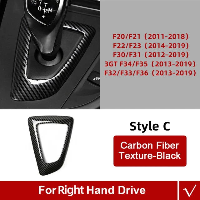 Carbon Fiber ABS For BMW F30 F20 F10 F31 F32 F36 F34 F22 X3 F25 X5 F15 Series 1 3 4 5 Car Gear Shifter Knob Cover Trim Accessory