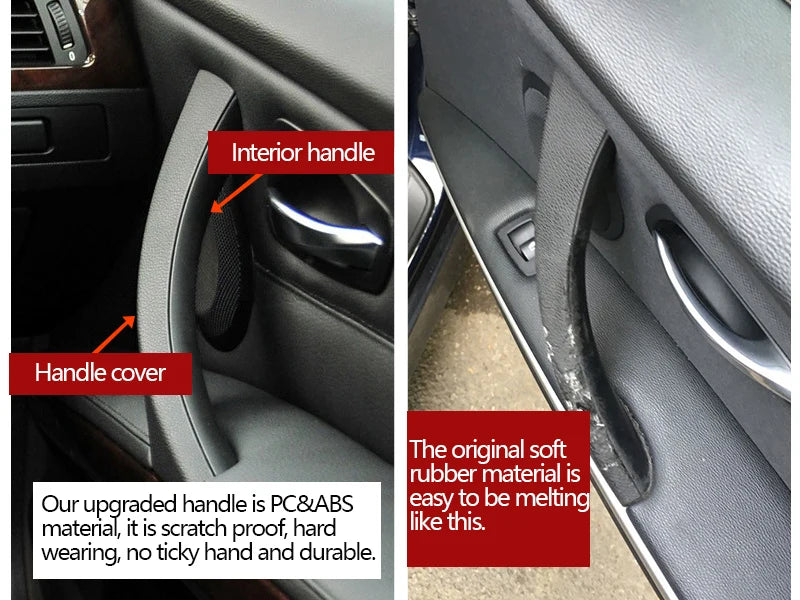 Left Right Interior Door Pull Handle with Cover Trim For BMW 3 Series E90 E91 E92 316 318 320 325 328i