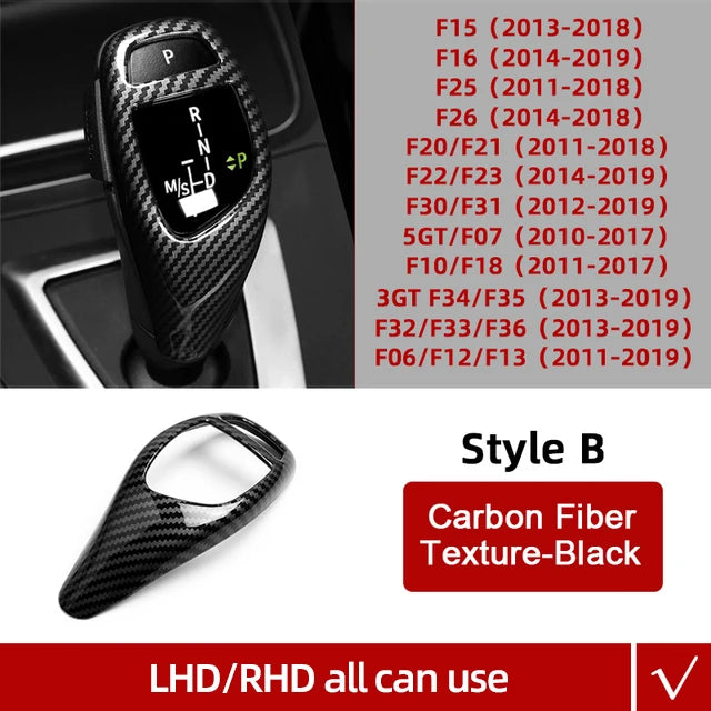 Carbon Fiber ABS For BMW F30 F20 F10 F31 F32 F36 F34 F22 X3 F25 X5 F15 Series 1 3 4 5 Car Gear Shifter Knob Cover Trim Accessory