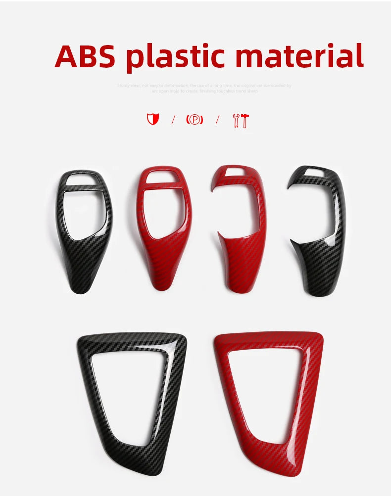 Carbon Fiber ABS For BMW F30 F20 F10 F31 F32 F36 F34 F22 X3 F25 X5 F15 Series 1 3 4 5 Car Gear Shifter Knob Cover Trim Accessory