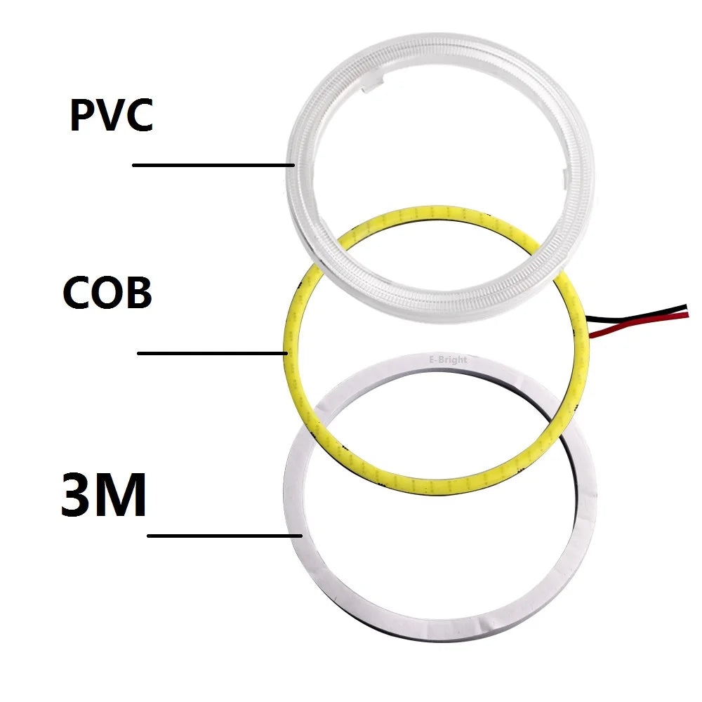 1Pair COB Angel Eyes Halo Rings For LED Car Motorcycle Scooter Headlights 12V With Cover 60mm 80mm 120mm 70mm 90mm 100mm 110mm