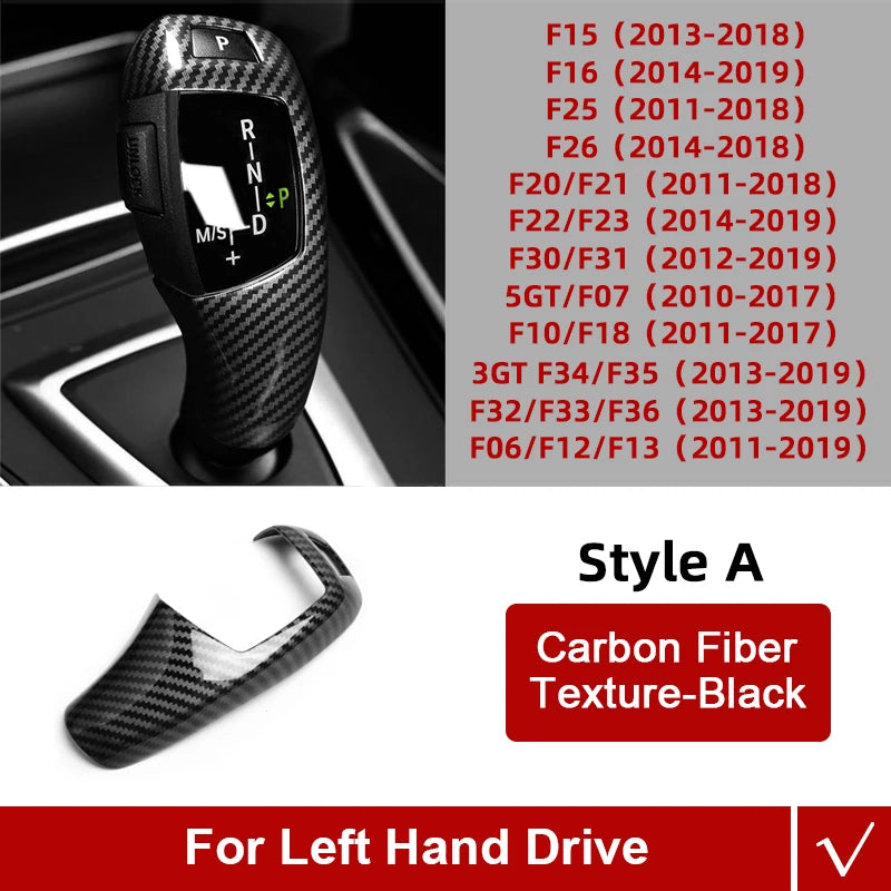 Carbon Fiber ABS For BMW F30 F20 F10 F31 F32 F36 F34 F22 X3 F25 X5 F15 Series 1 3 4 5 Car Gear Shifter Knob Cover Trim Accessory