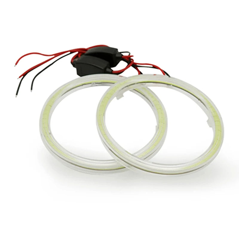 2x Super Bright Halo Rings COB LED Angel Eyes Headlight 60mm 70mm 80mm 90mm 100mm 110mm 120mm Car Motorcycle DRL Light Bulb Lamp