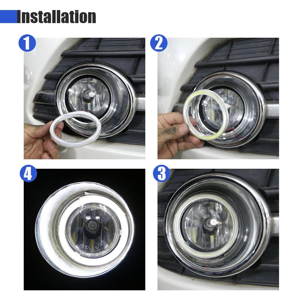1Pair COB Angel Eyes Halo Rings For LED Car Motorcycle Scooter Headlights 12V With Cover 60mm 80mm 120mm 70mm 90mm 100mm 110mm