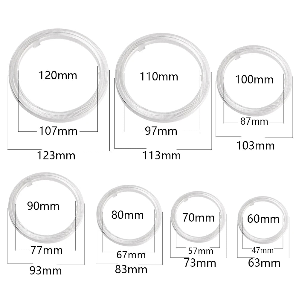 1Pair COB Angel Eyes Halo Rings For LED Car Motorcycle Scooter Headlights 12V With Cover 60mm 80mm 120mm 70mm 90mm 100mm 110mm