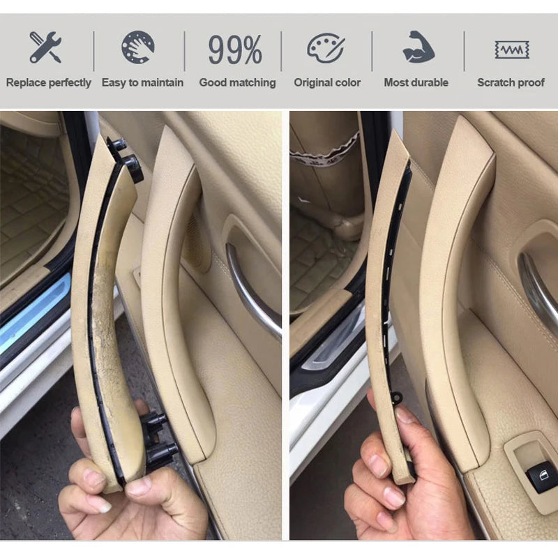 Left Right Interior Door Pull Handle with Cover Trim For BMW 3 Series E90 E91 E92 316 318 320 325 328i