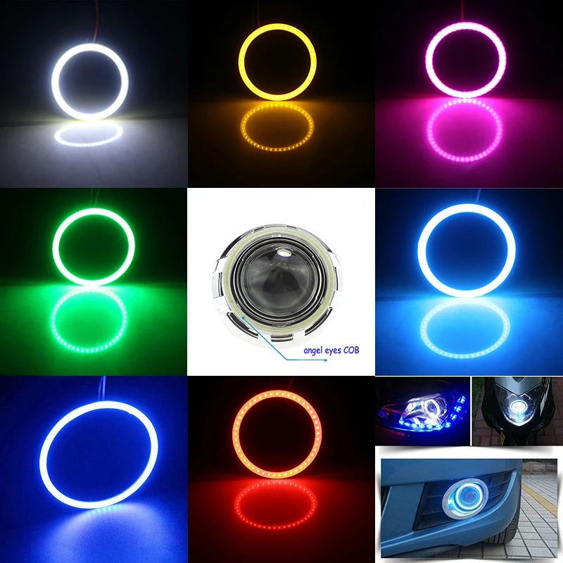 2x Super Bright Halo Rings COB LED Angel Eyes Headlight 60mm 70mm 80mm 90mm 100mm 110mm 120mm Car Motorcycle DRL Light Bulb Lamp