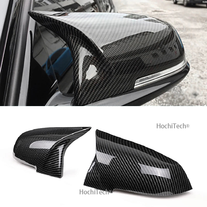 2 Pieces Rearview Mirror Cover Cap Carbon Black for BMW Series 1 2 3 4 X M 220i 328i 420i F20 F21 F22 F23 F30 F32 F33 F36 X1