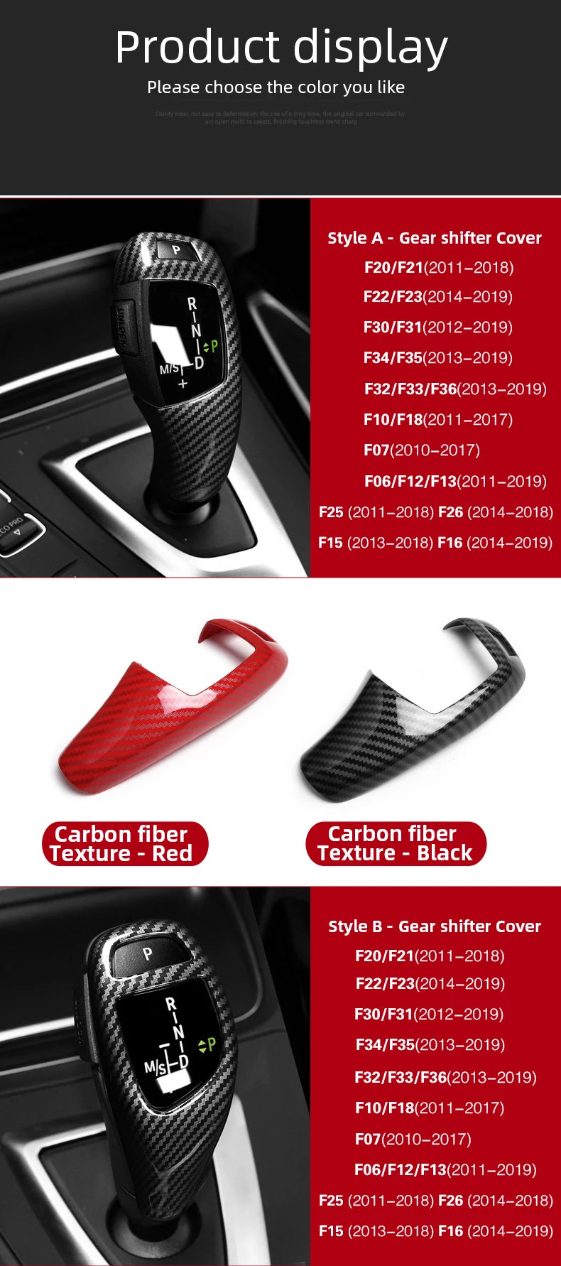 Carbon Fiber ABS For BMW F30 F20 F10 F31 F32 F36 F34 F22 X3 F25 X5 F15 Series 1 3 4 5 Car Gear Shifter Knob Cover Trim Accessory
