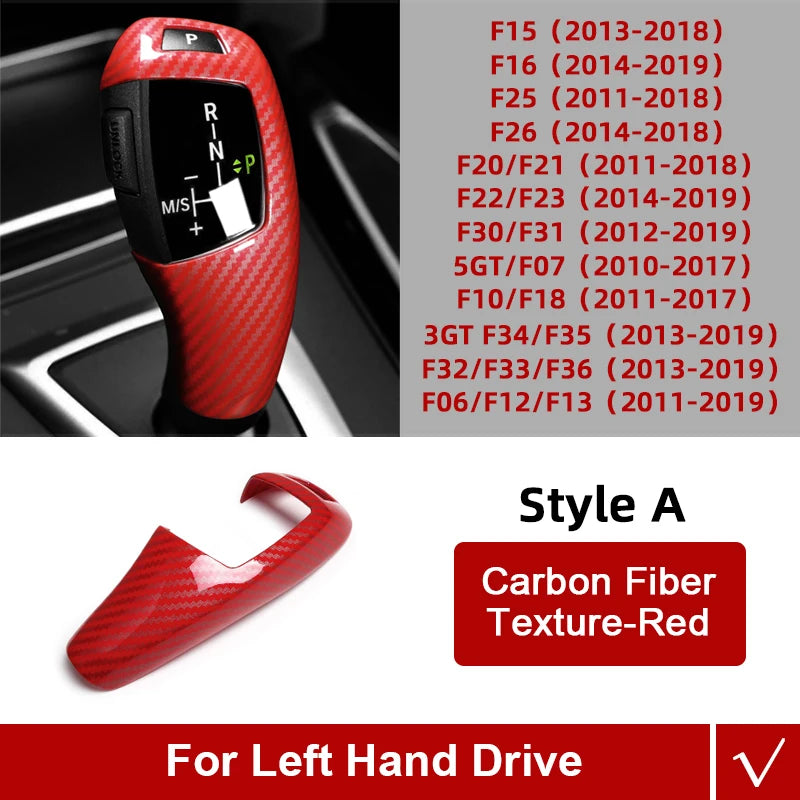 Carbon Fiber ABS For BMW F30 F20 F10 F31 F32 F36 F34 F22 X3 F25 X5 F15 Series 1 3 4 5 Car Gear Shifter Knob Cover Trim Accessory