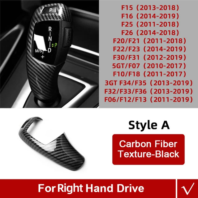 Carbon Fiber ABS For BMW F30 F20 F10 F31 F32 F36 F34 F22 X3 F25 X5 F15 Series 1 3 4 5 Car Gear Shifter Knob Cover Trim Accessory