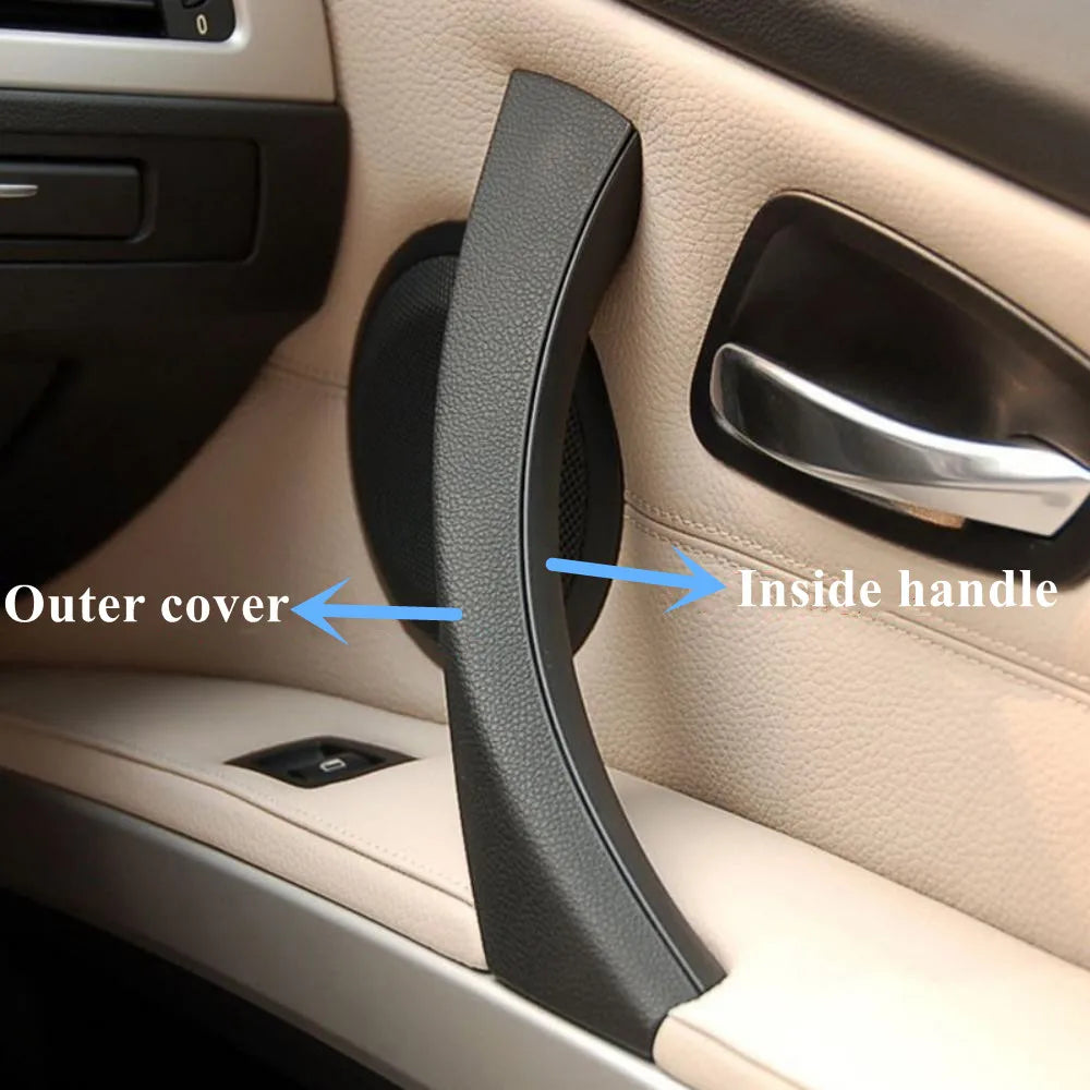 Black Left Right Inner Door Pull Handle Kit Panel Pull Cover Trim For BMW 3 Series E90 E91 E92 2004-2012 316 318 320 325 328i