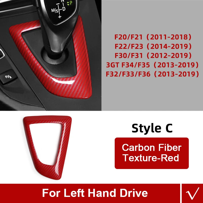 Carbon Fiber ABS For BMW F30 F20 F10 F31 F32 F36 F34 F22 X3 F25 X5 F15 Series 1 3 4 5 Car Gear Shifter Knob Cover Trim Accessory