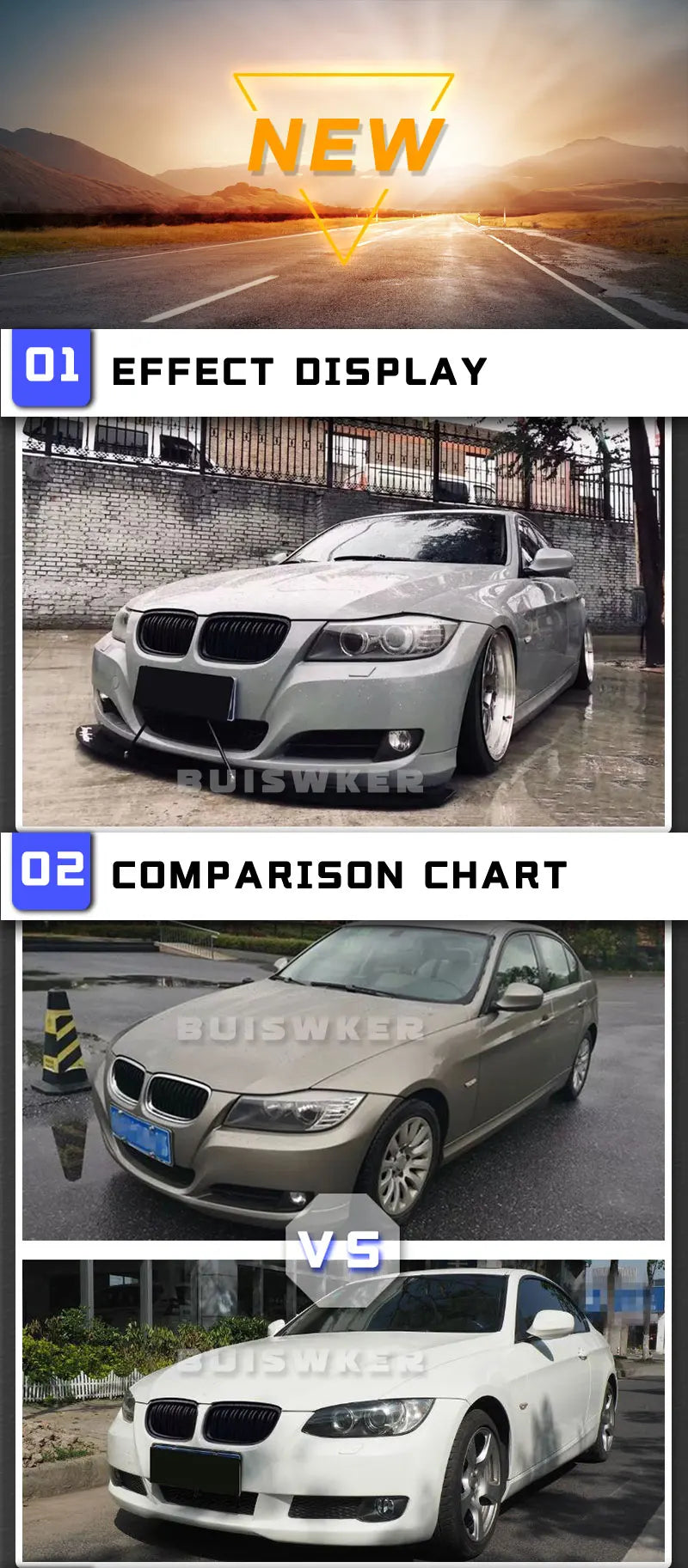 1 Pair Gloss/Matte Black M-Color Kidney Front Grille Auto Racing Grille for BMW E90 E91 LCI 325i 328i 335i 2009 2010 2011