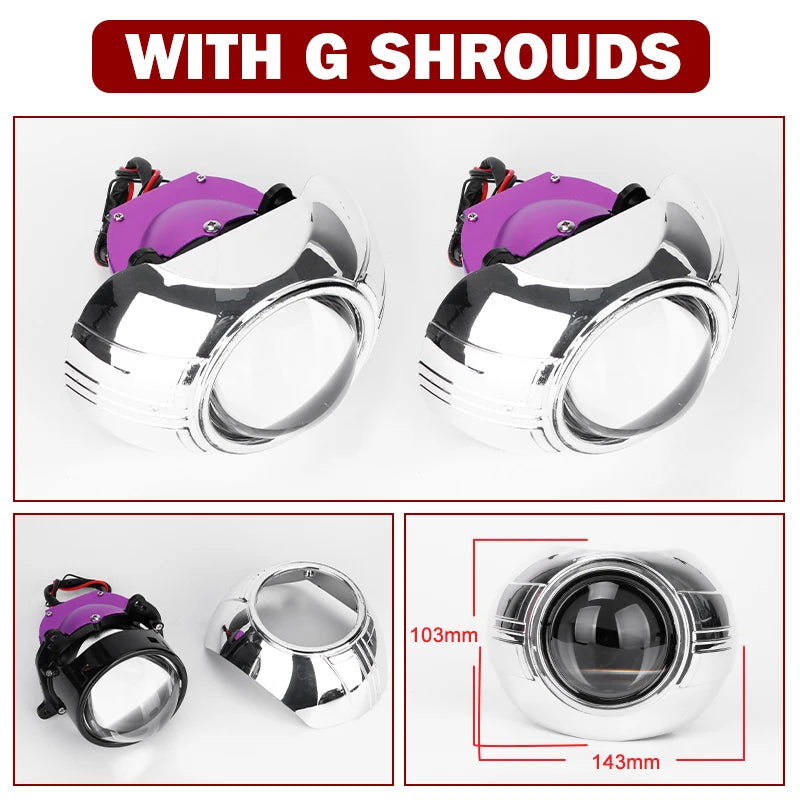 12+6pc Chips 3.0 Inch Bi Led Projector Lens Halo Lights H4 H7 9005 9006 Car Headlights Hella 3R G5 Angel Eyes High Low Beam LED
