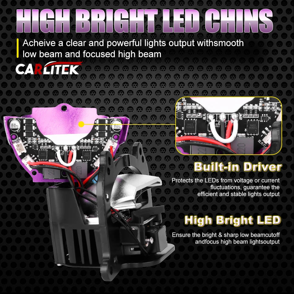 12+6pc Chips 3.0 Inch Bi Led Projector Lens Halo Lights H4 H7 9005 9006 Car Headlights Hella 3R G5 Angel Eyes High Low Beam LED