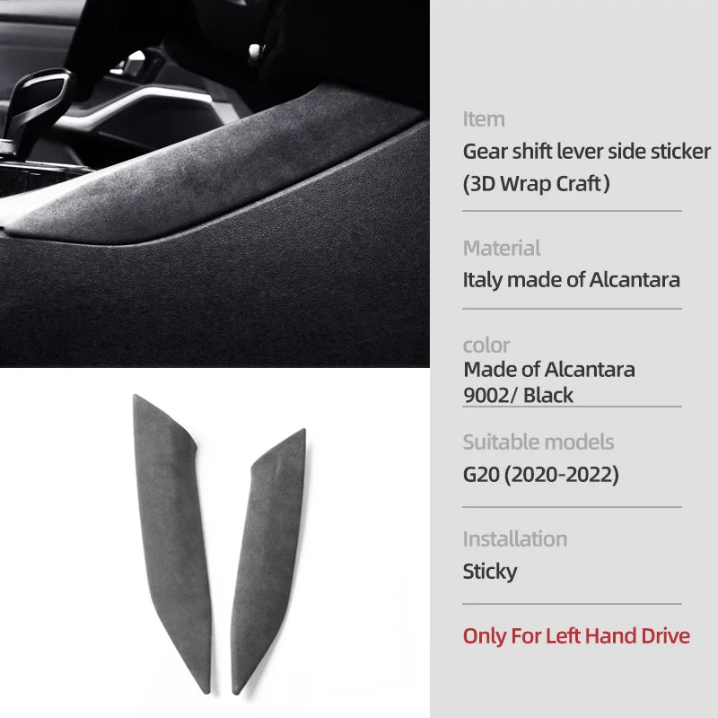 For BMW G20 G28 G23 Serie 3 4 Made of Alcantara Center Console Gear Shift Knob Panel Cover Trim Sticker Car Interior Accessories
