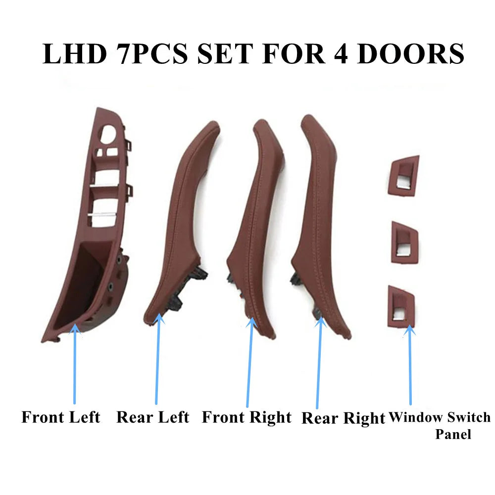 Left Hand Drive LHD Leather Interior Door Pull Handle Assembly Set for BMW 5 Series F10 F11 F18 520 523 525 528 530 535