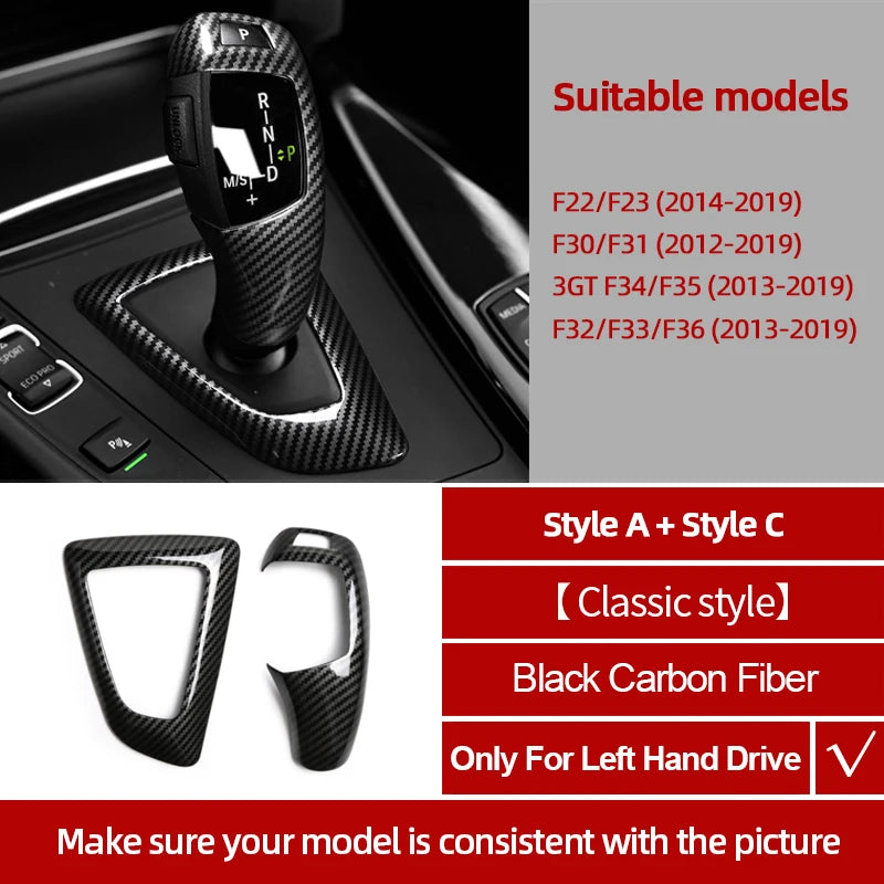 Carbon Fiber ABS For BMW F30 F20 F10 F31 F32 F36 F34 F22 X3 F25 X5 F15 Series 1 3 4 5 Car Gear Shifter Knob Cover Trim Accessory