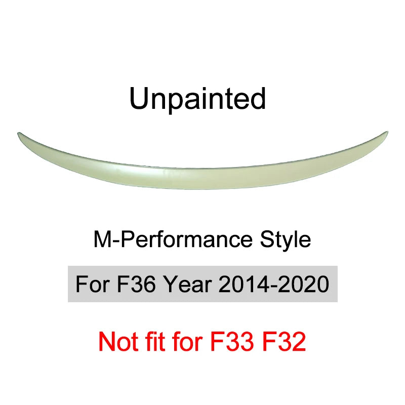 For BMW 4 Series F32 F33 F36 2014-2020 Carbon Fiber Rear Bumper Lip Trunk Spoiler  MP M4 PSM Style Wing Tail Kit Gloss Black