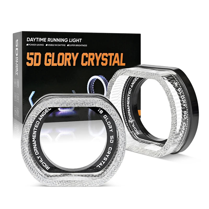2.5/3" Symphony Led Angel Eyes Headlight RGB LED Halo Ring Light 5D APP Control DRL Daytime Running Light With Turn Signal Light