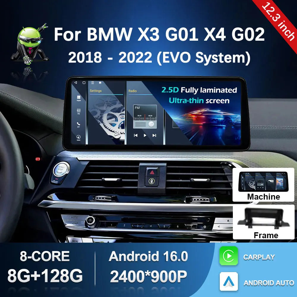 Navi GPS Android 16 for BMW X3 G01 X4 G02 2018 - 2022 EVO System Wireless Carplay Car Radio Multimedia Player BT WiFi DSP Stereo
