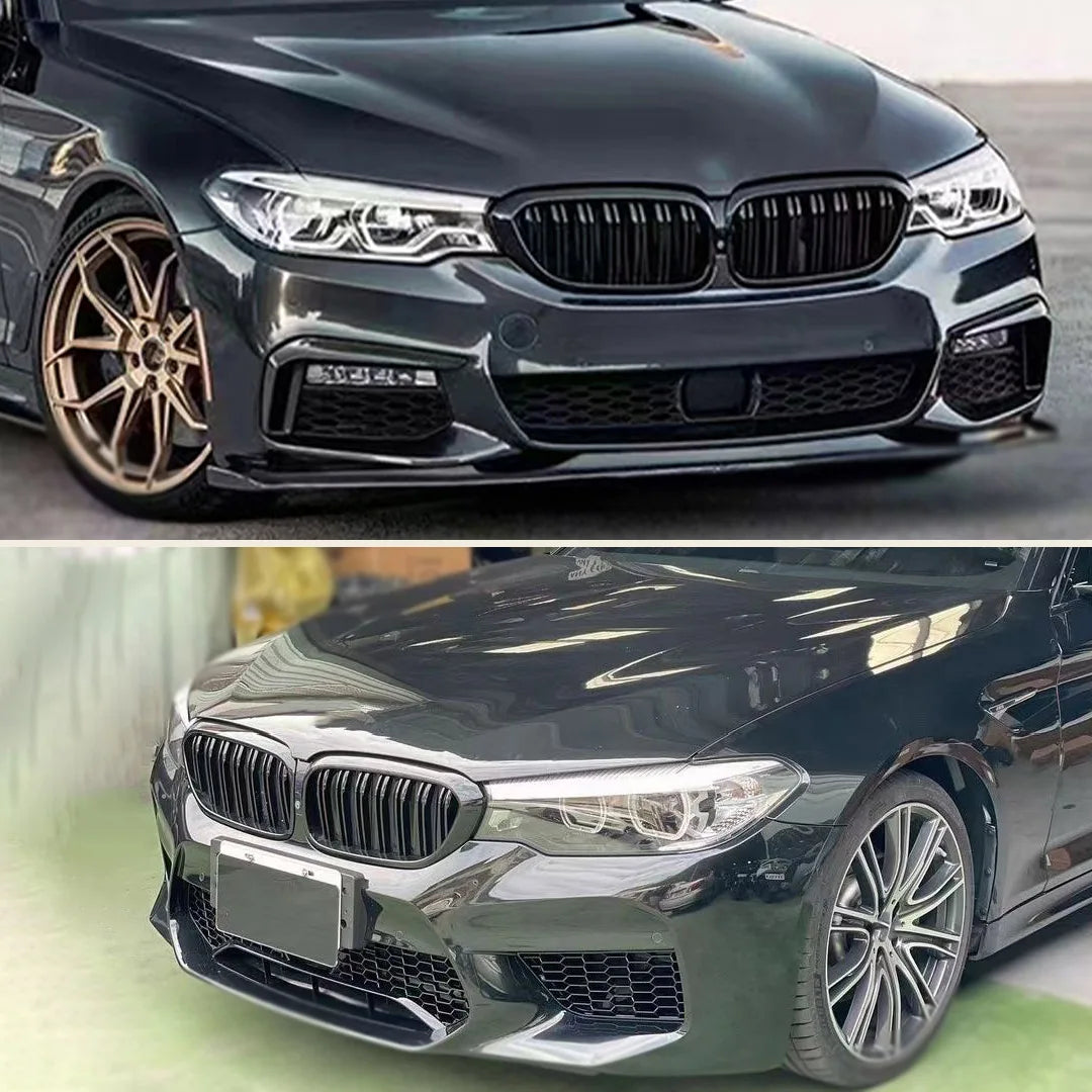 Front Bumper Grill For BMW 5 Series M5 G30 G31 520i 530i 540i ABS 2-Slat Gloss Black Front Kidney Grille