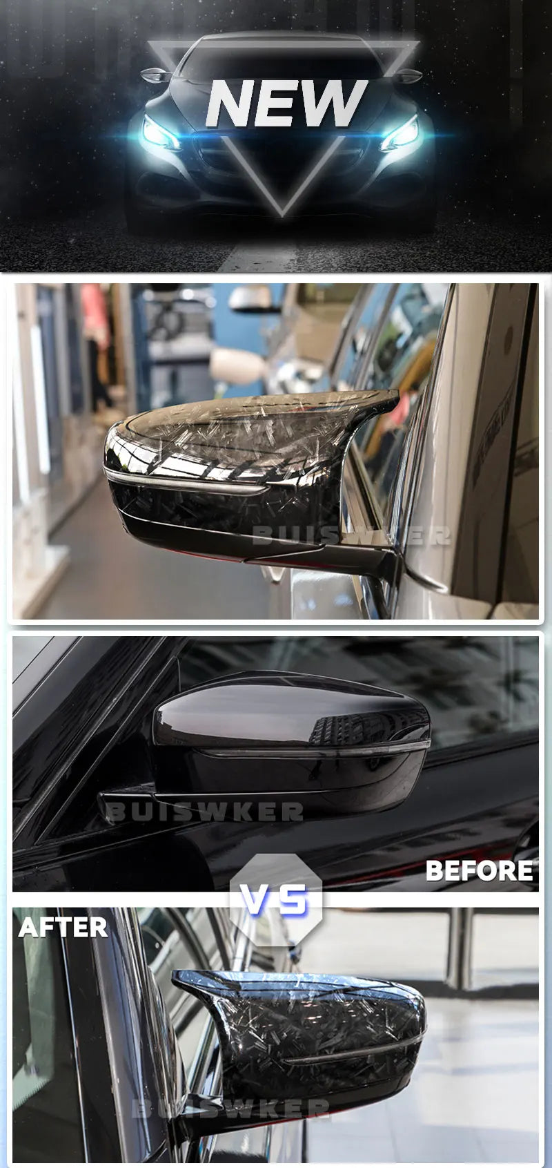 Carbon Fiber Exterior Side Rearview Mirror Cover Trim For BMW 3 4 5 7 8-Series G20 G21 G28 G11 G12 G14 G15 G16 G30 G31 G38 G22