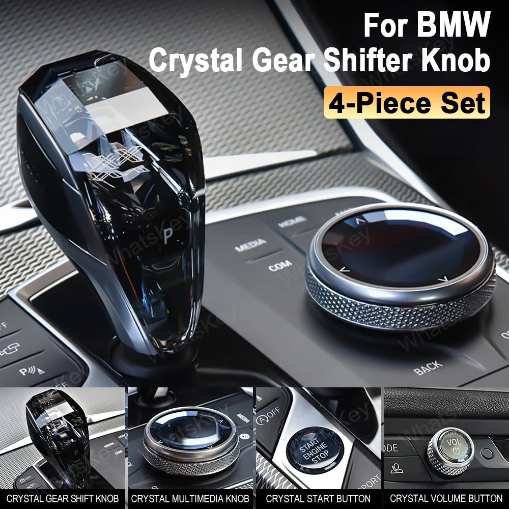 4 Piece Set Crystal Gear Shift Knob Lever For BMW G20 G21 iX3 G08 X3 G01 X6 G06 X7 G07 X5 G05 Automatic Crystal Gear Handle