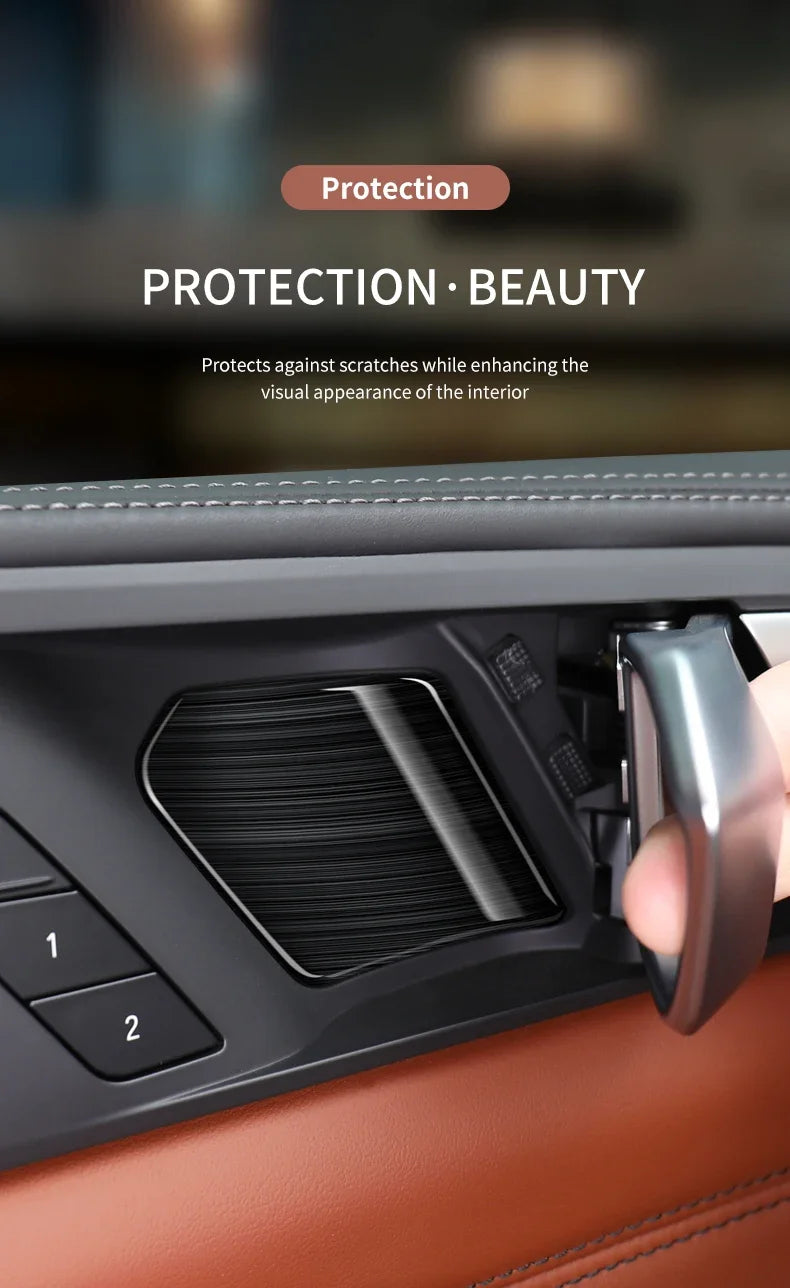 4PCS Car Inner Door Bowl Stickers Stainless Steel Door Handle Frame For BMW X5 G05 X6 G06 X7 G07 2019 2020 2021 2022 Accessories