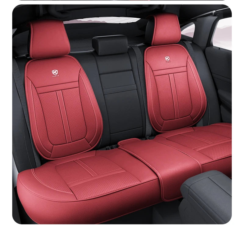 Nappa Leather Car Seat Cover Full Set 5 Seater Breathable Seat Cushion Cover Anti-Slip Full Wrap Driver Car Seat Protectors