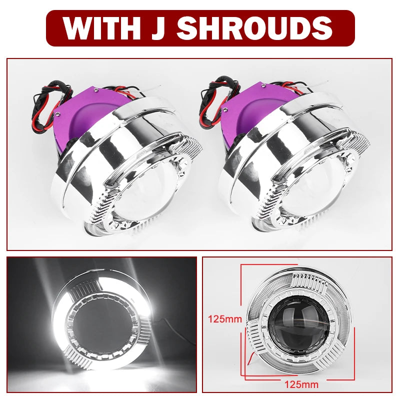 12+6pc Chips 3.0 Inch Bi Led Projector Lens Halo Lights H4 H7 9005 9006 Car Headlights Hella 3R G5 Angel Eyes High Low Beam LED