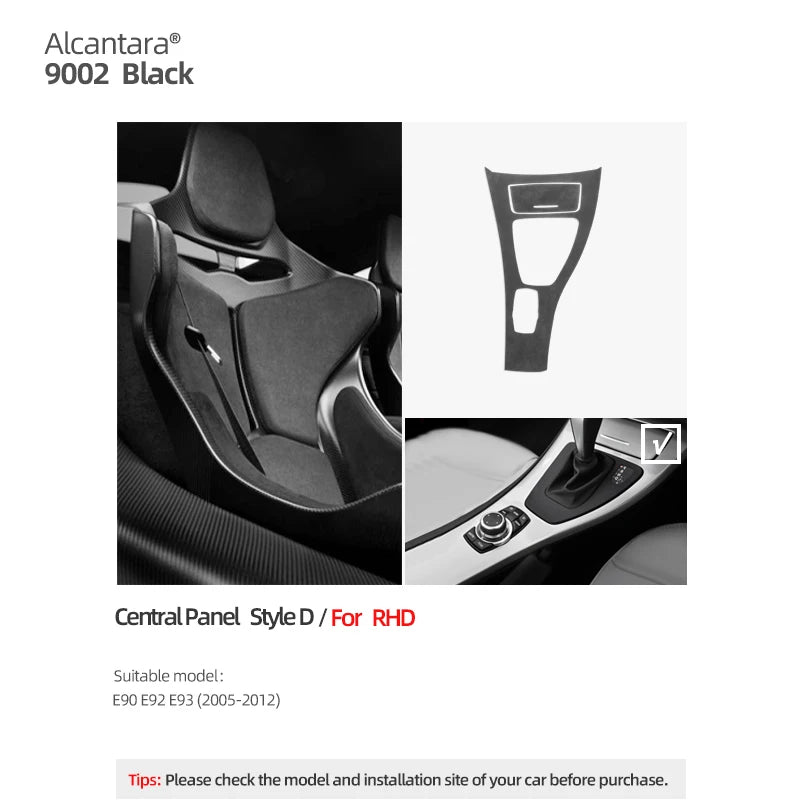 Betterhumz For BMW 3 Series E90 E92 E93 Car Interior Trim Made of Alcantara Center Console Gear Shift Panel Cover Accessories