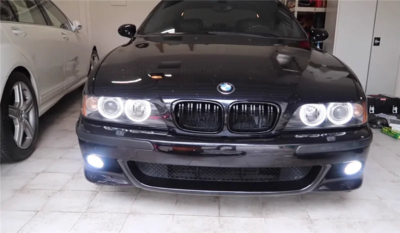 For BMW 5 Series E39 525i 528i 530i 540i White Yellow Dual and White Cotton LED Angel Eyes Kit  Ring DRL Turn Signal Light